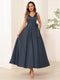 A-Line/Princess V Neck Sleeveless Long Evening Dresses with Bow Knot