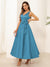 A-Line/Princess V Neck Sleeveless Long Evening Dresses with Bow Knot
