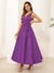 A-Line/Princess V Neck Sleeveless Long Evening Dresses with Bow Knot