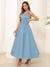 A-Line/Princess V Neck Sleeveless Long Evening Dresses with Bow Knot