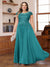 A-Line/Princess Scoop Short Sleeves Chiffon Plus Size Mother of the Bride Dresses with Applique