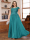 A-Line/Princess Scoop Short Sleeves Chiffon Plus Size Mother of the Bride Dresses with Applique