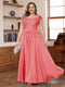 A-Line/Princess Scoop Short Sleeves Chiffon Plus Size Mother of the Bride Dresses with Applique
