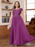 A-Line/Princess Scoop Short Sleeves Chiffon Plus Size Mother of the Bride Dresses with Applique