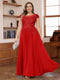 A-Line/Princess Scoop Short Sleeves Chiffon Plus Size Mother of the Bride Dresses with Applique