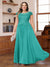 A-Line/Princess Scoop Short Sleeves Chiffon Plus Size Mother of the Bride Dresses with Applique
