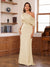 Sheath/Column One-Shoulder Short Sleeve Ruched Mother of the Bride Dresses