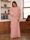 A-Line/Princess Scoop Short Sleeves Tiered Chiffon Mother of the Bride Dresses