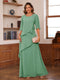 A-Line/Princess Scoop Short Sleeves Tiered Chiffon Mother of the Bride Dresses