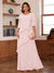 A-Line/Princess Scoop Short Sleeves Tiered Chiffon Mother of the Bride Dresses
