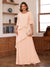 A-Line/Princess Scoop Short Sleeves Tiered Chiffon Mother of the Bride Dresses