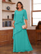 A-Line/Princess Scoop Short Sleeves Tiered Chiffon Mother of the Bride Dresses