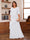 A-Line/Princess Scoop Short Sleeves Tiered Chiffon Mother of the Bride Dresses