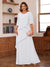 A-Line/Princess Scoop Short Sleeves Tiered Chiffon Mother of the Bride Dresses