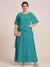 A-Line/Princess Scoop Short Sleeves Tiered Chiffon  Plus Size Mother of the Bride Dresses