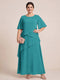 A-Line/Princess Scoop Short Sleeves Tiered Chiffon  Plus Size Mother of the Bride Dresses