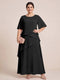 A-Line/Princess Scoop Short Sleeves Tiered Chiffon  Plus Size Mother of the Bride Dresses