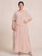 A-Line/Princess Scoop Short Sleeves Tiered Chiffon  Plus Size Mother of the Bride Dresses