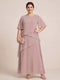 A-Line/Princess Scoop Short Sleeves Tiered Chiffon  Plus Size Mother of the Bride Dresses
