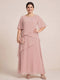 A-Line/Princess Scoop Short Sleeves Tiered Chiffon  Plus Size Mother of the Bride Dresses