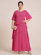A-Line/Princess Scoop Short Sleeves Tiered Chiffon  Plus Size Mother of the Bride Dresses