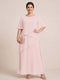 A-Line/Princess Scoop Short Sleeves Tiered Chiffon  Plus Size Mother of the Bride Dresses