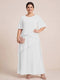 A-Line/Princess Scoop Short Sleeves Tiered Chiffon  Plus Size Mother of the Bride Dresses