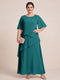 A-Line/Princess Scoop Short Sleeves Tiered Chiffon  Plus Size Mother of the Bride Dresses