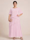 A-Line/Princess Scoop Short Sleeves Tiered Chiffon  Plus Size Mother of the Bride Dresses