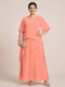A-Line/Princess Scoop Short Sleeves Tiered Chiffon  Plus Size Mother of the Bride Dresses