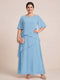 A-Line/Princess Scoop Short Sleeves Tiered Chiffon  Plus Size Mother of the Bride Dresses