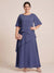 A-Line/Princess Scoop Short Sleeves Tiered Chiffon  Plus Size Mother of the Bride Dresses
