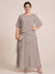 A-Line/Princess Scoop Short Sleeves Tiered Chiffon  Plus Size Mother of the Bride Dresses