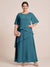 A-Line/Princess Scoop Short Sleeves Tiered Chiffon  Plus Size Mother of the Bride Dresses