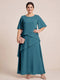 A-Line/Princess Scoop Short Sleeves Tiered Chiffon  Plus Size Mother of the Bride Dresses