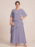 A-Line/Princess Scoop Short Sleeves Tiered Chiffon  Plus Size Mother of the Bride Dresses