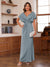 Sheath/Column V-Neck Short Sleeves Ruched Mother of the Bride Dresses
