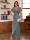 Sheath/Column V-Neck Short Sleeves Ruched Mother of the Bride Dresses