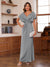 Sheath/Column V-Neck Short Sleeves Ruched Mother of the Bride Dresses