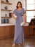 Sheath/Column V-Neck Short Sleeves Ruched Mother of the Bride Dresses