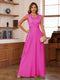 A-Line/Princess Scoop Cap Sleeves Ruched Mother of the Bride Dresses with Pockets
