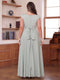 A-Line/Princess Scoop Cap Sleeves Ruched Plus Size Mother of the Bride Dresses with Pockets