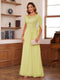 A-Line/Princess Illusion Scoop Appliques Ruched Mother of the Bride Dresses with Cape