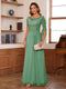 A-Line/Princess Illusion Scoop Appliques Ruched Mother of the Bride Dresses with Cape
