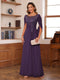 A-Line/Princess Illusion Scoop Appliques Ruched Mother of the Bride Dresses with Cape