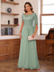 A-Line/Princess Illusion Scoop Appliques Ruched Mother of the Bride Dresses with Cape