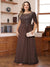 A-Line/Princess Illusion Scoop Appliques Ruched Plus Size Mother of the Bride Dresses with Cape