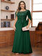A-Line/Princess Illusion Scoop Appliques Ruched Plus Size Mother of the Bride Dresses with Cape