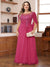 A-Line/Princess Illusion Scoop Appliques Ruched Plus Size Mother of the Bride Dresses with Cape