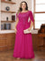 A-Line/Princess Illusion Scoop Appliques Ruched Plus Size Mother of the Bride Dresses with Cape